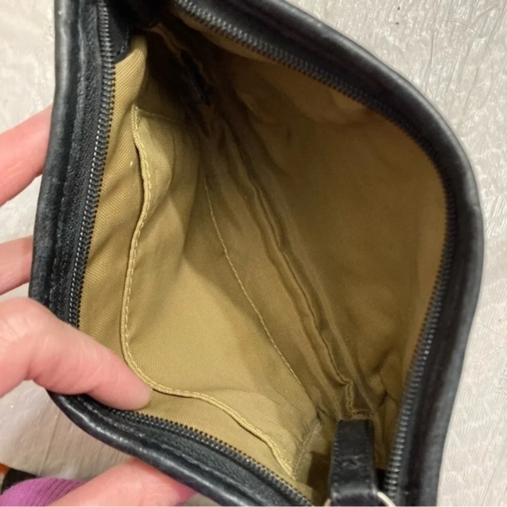 Coach black nylon stitched c cosmetic bag